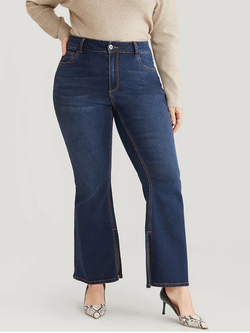 NWT Bootcut Very Stretchy High Rise Dark Wash Split Hem Jeans size 22W 2X plus